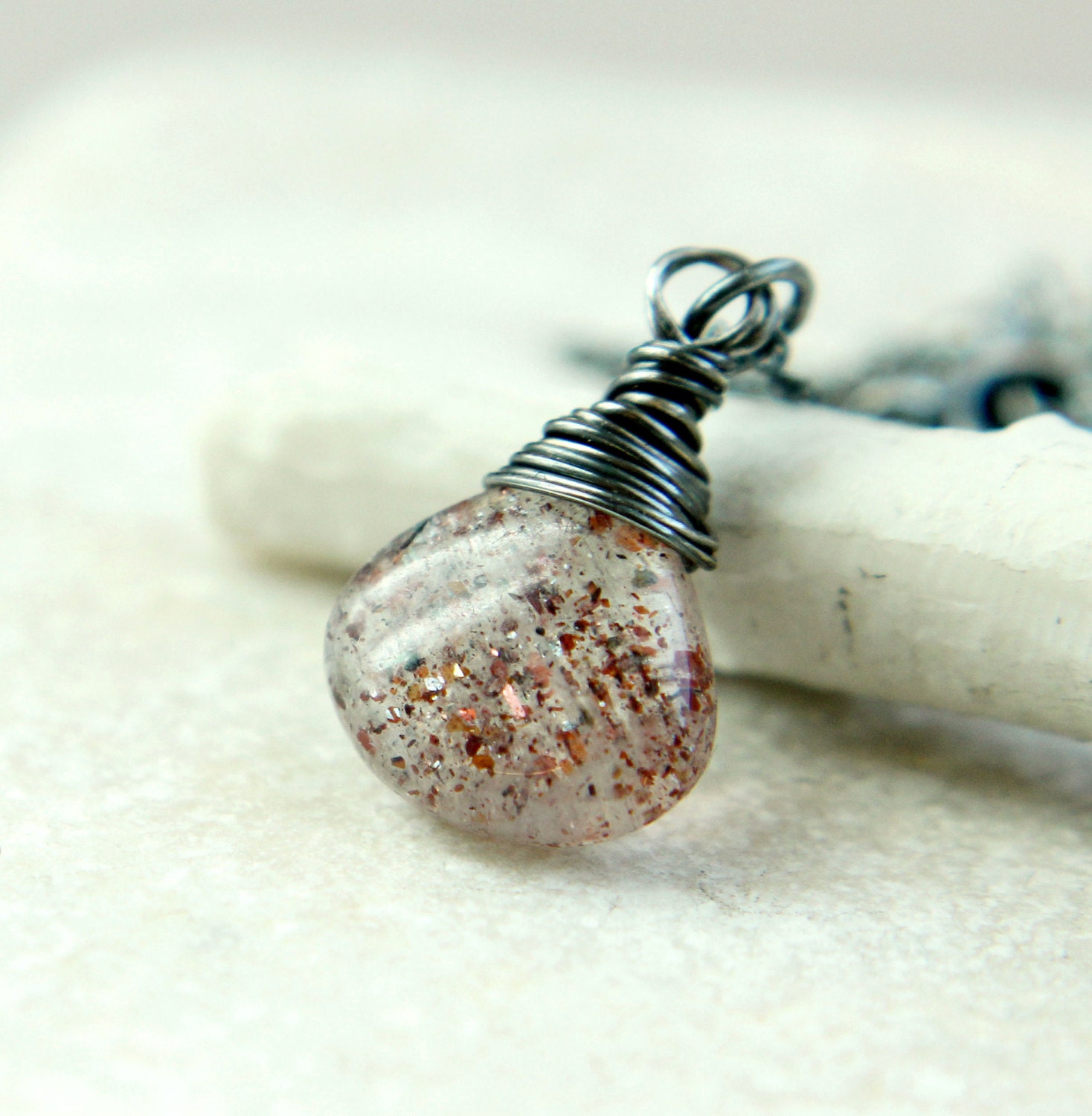 Gemstone  Necklace -  Lepidocrosite -   Oxidized Silver -  Handmade Jewelry -   Drop Necklace - Gemstone Jewelry