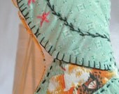 Tooth Fairy Pillow Sun Bonnet Sue Vintage Quilt Green Yellow Brown White Floral
