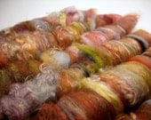 Wool Fiber Art Rolag Set nO. 5 for spinning, felting