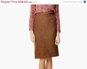 SALE - Vintage Brown Wool Boucle Pencil Skirt