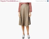 SALE - Vintage Brown Wool Twill Circle Skirt