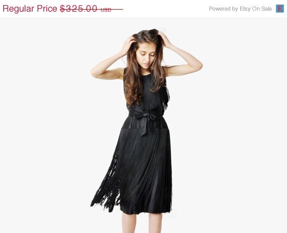 SALE - Vintage Edward Abbott Wilson Folmar Black Fringe Dress