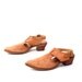 size 9.5 SOUTHWEST tan leather 70s 80s BIKER cut out buckle CLOG slip on mules