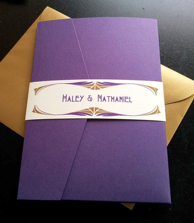 Art Nouveau Wedding Invitations - The 1890 - Art Deco - Invitation and Reply cards - Sample
