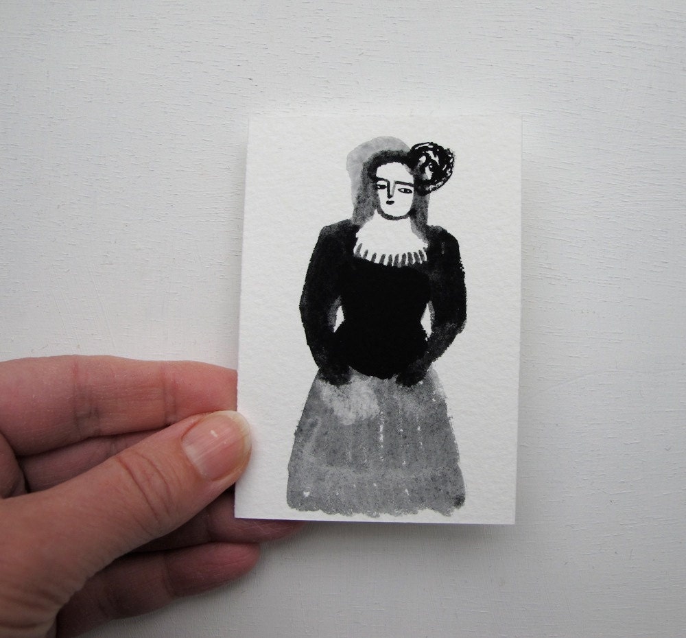 tiny portrait series no. 21 - original goauche sketch - artwork