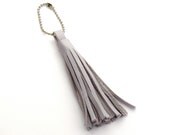 Pale Lilac Leather Tassel Handbag Charm, A Handmade Fringed Leather Preppy or Boho Accessory
