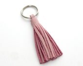 Preppy Pink Leather Tassel Keychain, A Handmade Pink Spring Key Ring