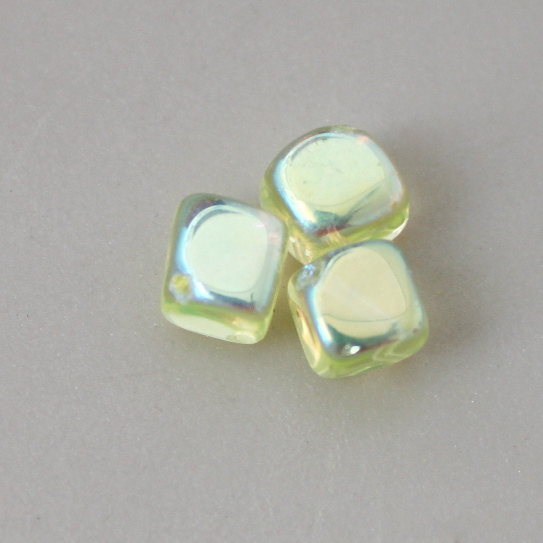 10mm Jonquil  AB Diagonal hole beads. Czech glass (10) GB937 Margarita MIxer