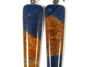 Fabulous Faux Collection - Lapis and Impression Jasper Polymer Clay Earrings Wedge
