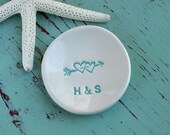 Double Heart Design and Initials Mini Dish - Personalized