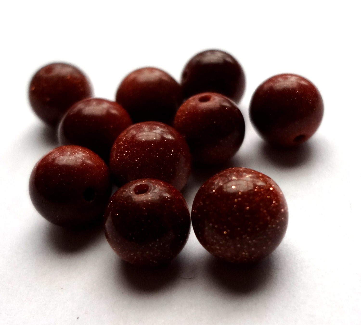 10mm Genuine Goldstone Round Sparkling Beads 20pcs