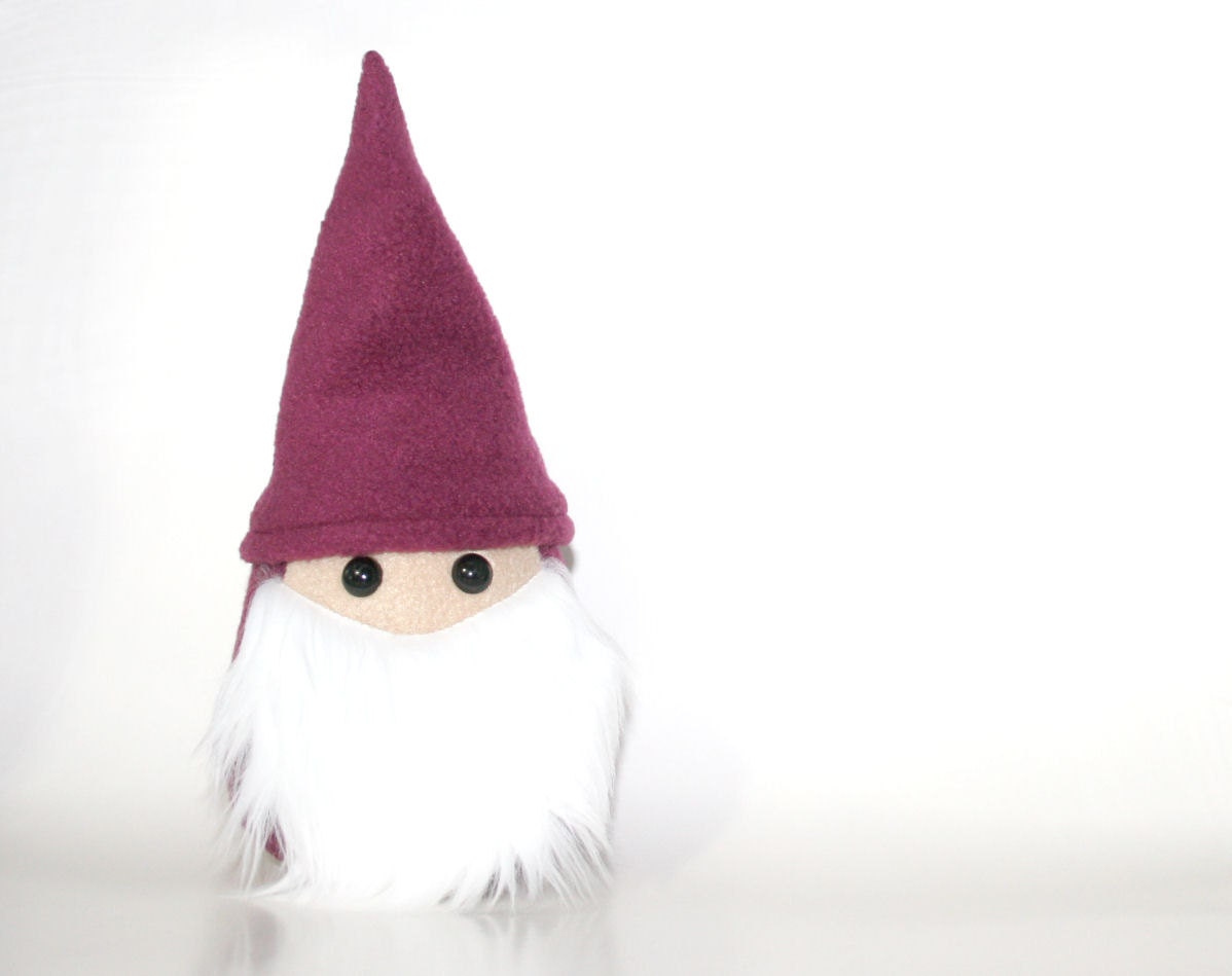 Stuffed Wizard Plush in Maroon with White Beard, READY TO SHIP