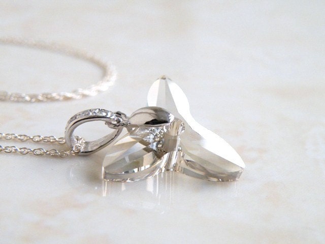 Swarovski Crystal Orchid Flower Sterling Silver Pendant Necklace Silver Grey Bella NS4 Mothers Day