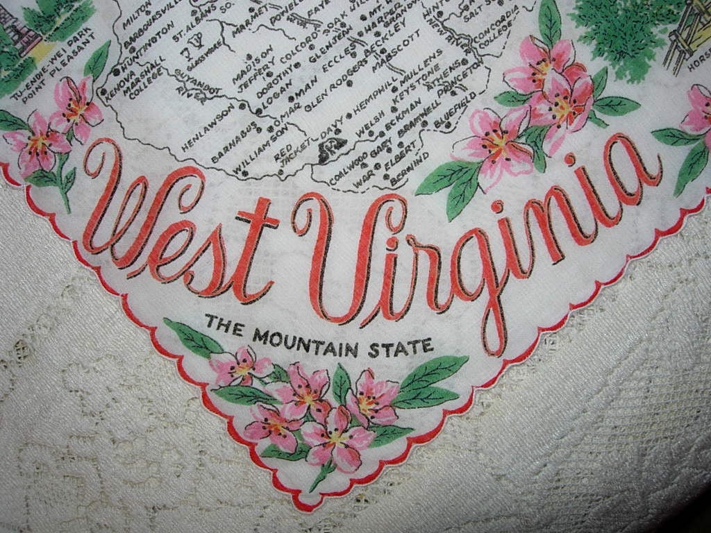 Vintage West Virginia  Hanky - Handkerchief Hankie