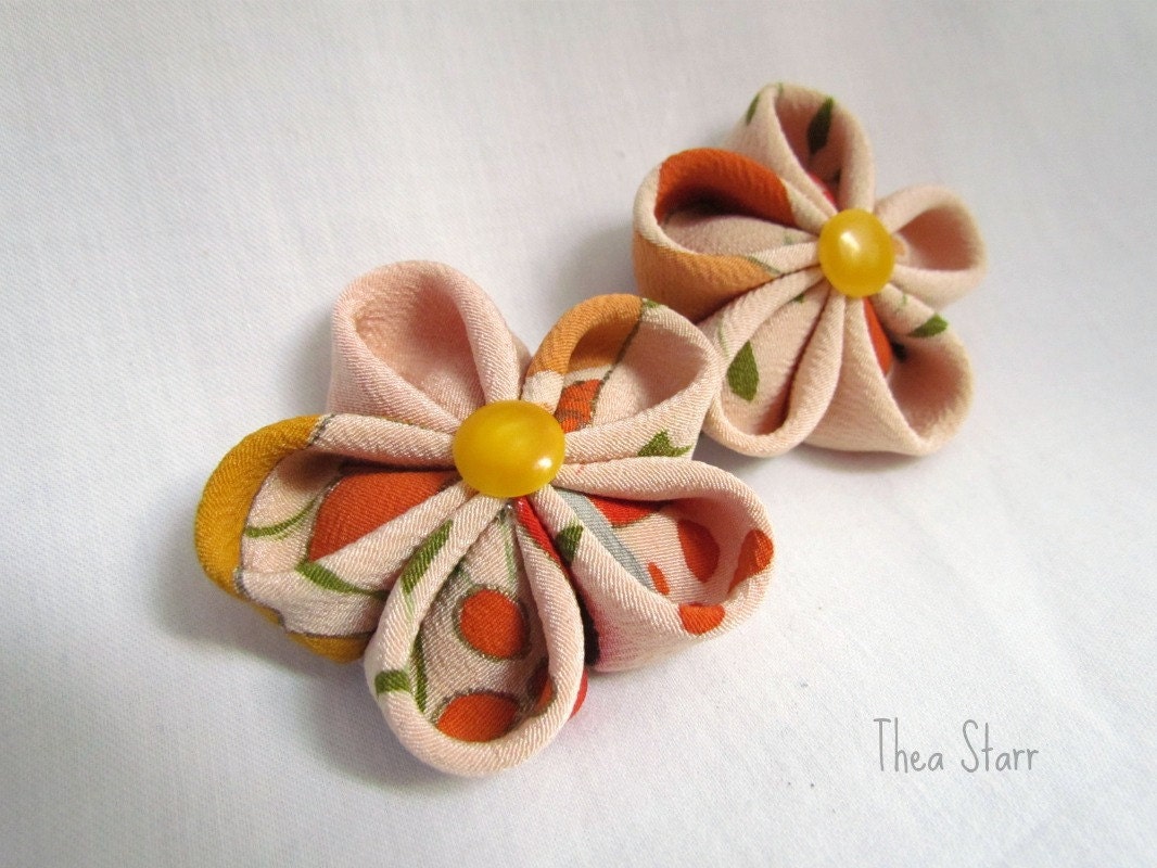 Kanzashi Hair Flower Clips - Retro Summer Mix