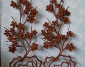 Vintage 1950s 60s Metal Cherry Blossom Wall Hanging Sculpture Asian