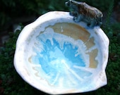 bear bowl with icy colors - handmade porcelain bowl