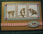 Birds and Bunny Cards, Gold Embossed, Set of 5 with Envelopes, Rabbits, Finches