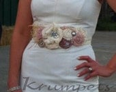 Romantic Bridal Sash- Dusty Pink Blush Bridal Sash, Vintage Wedding Dress Sash Pink Ivory Wedding Dress Sash Rhinestone Sash Bridesmaids
