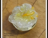 White and Yellow Hibiscus Lampwork Flower Focal Bead