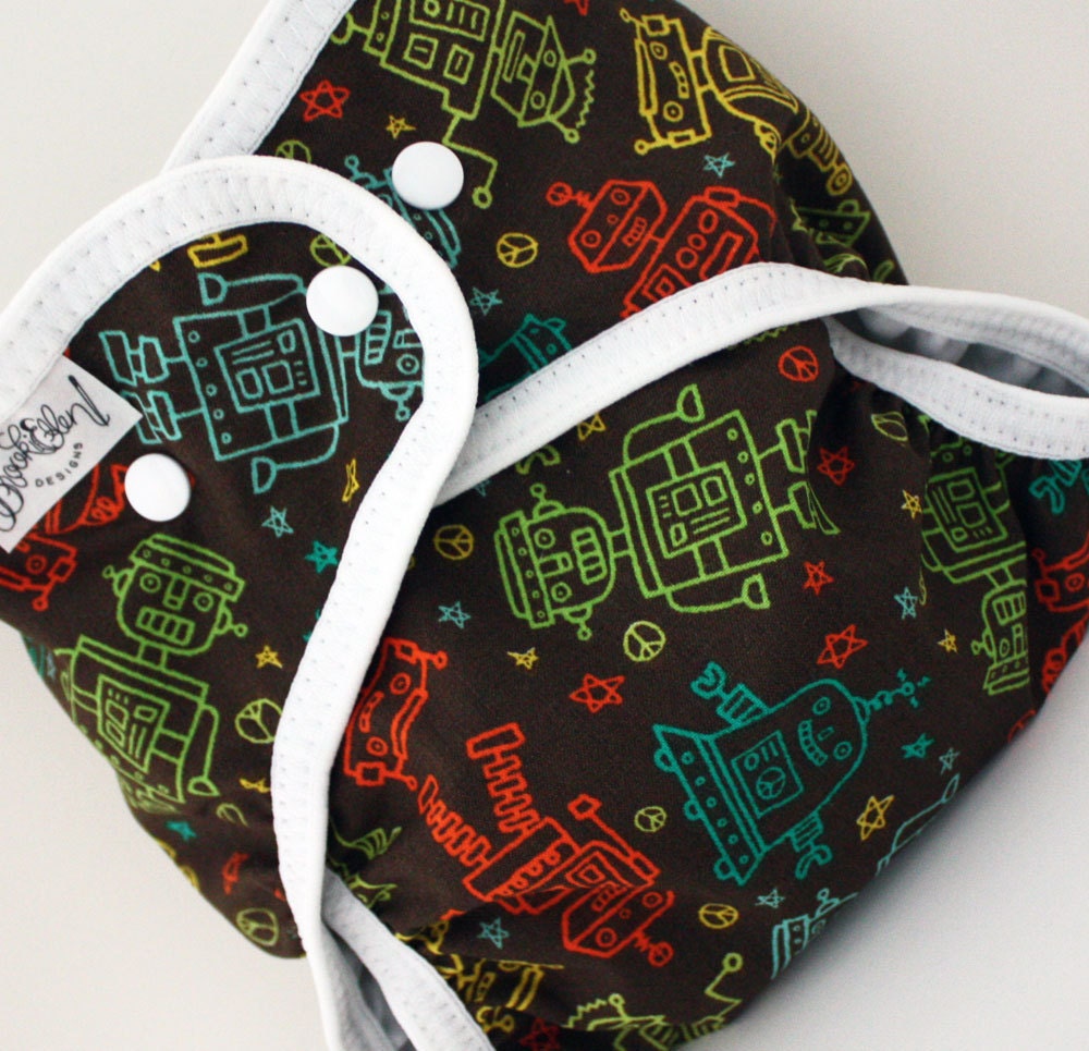 diaper cover swim Diaper Peace Love and Robots Ready to Ship One Size
