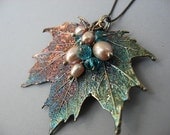 Real Leaf Necklace Pendant Jewelry - Sugar Maple  - Oxidized Silver