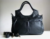 Leather Handbag Satchel - small travel Laptop iPad Bag