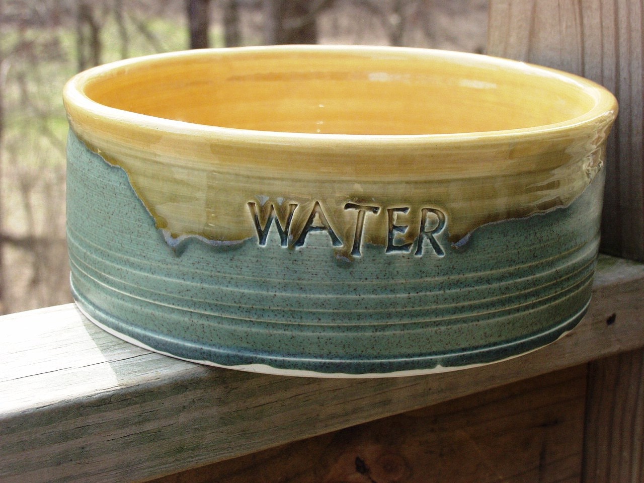 Made to Order Extra Large Personalized Ceramic Pottery Dog Bowl Dish Food Bowl Midwest Living Magazine