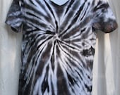 Tie Dye Shirt - Small Adult -V-neck Neck - Short Sleeve - Black, White and Brown