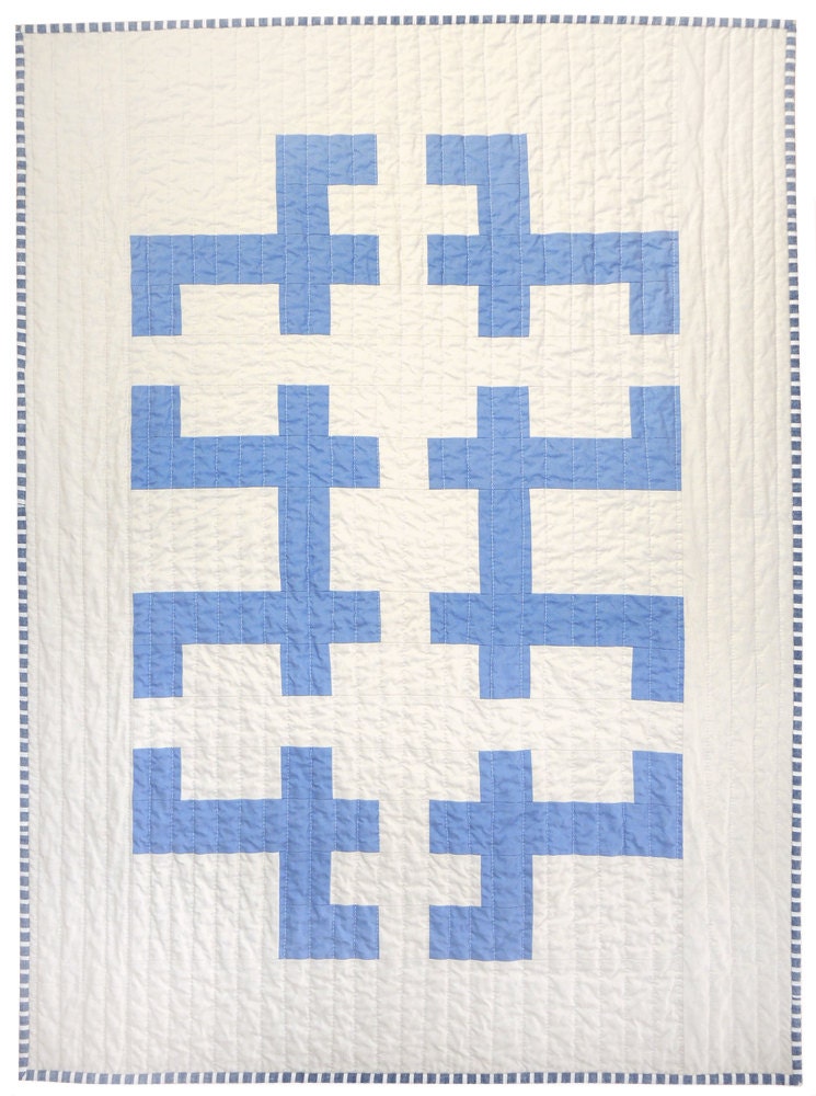 Graphic Modern Baby Quilt - Blue Keys
