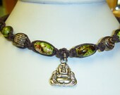 Buddha Hemp Necklace Choker     handmade jewelry  hippie meditation