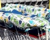 Shopping Cart Cover Urban Owls Blue Reversible Fits Restaurant High Chairs, Park Swings, and ALL Carts