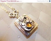 Sale 25% Off Steampunk Once Upon A Time Book Locket With Citrine And Scroll Connectors