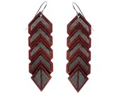 Bloodwood Feather Earrings with grey suede