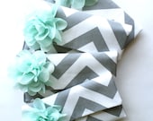 Bridesmaid Clutch Set, Mint and Gray, Personalized Bridesmaid Gift, Wedding Clutch, Coral, Pink, Lavender