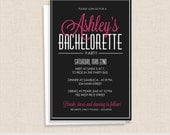 Modern yet .... Vintage - Hot Pink and Gray - Bachelorette Party Invitation