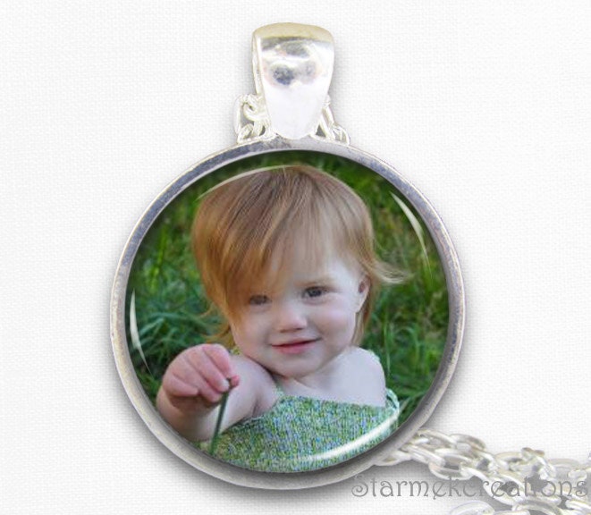 Personalized  Necklace ,Custom Photo Pendant ,Baby Personalized Jewelry , Resin art pendant with gift box