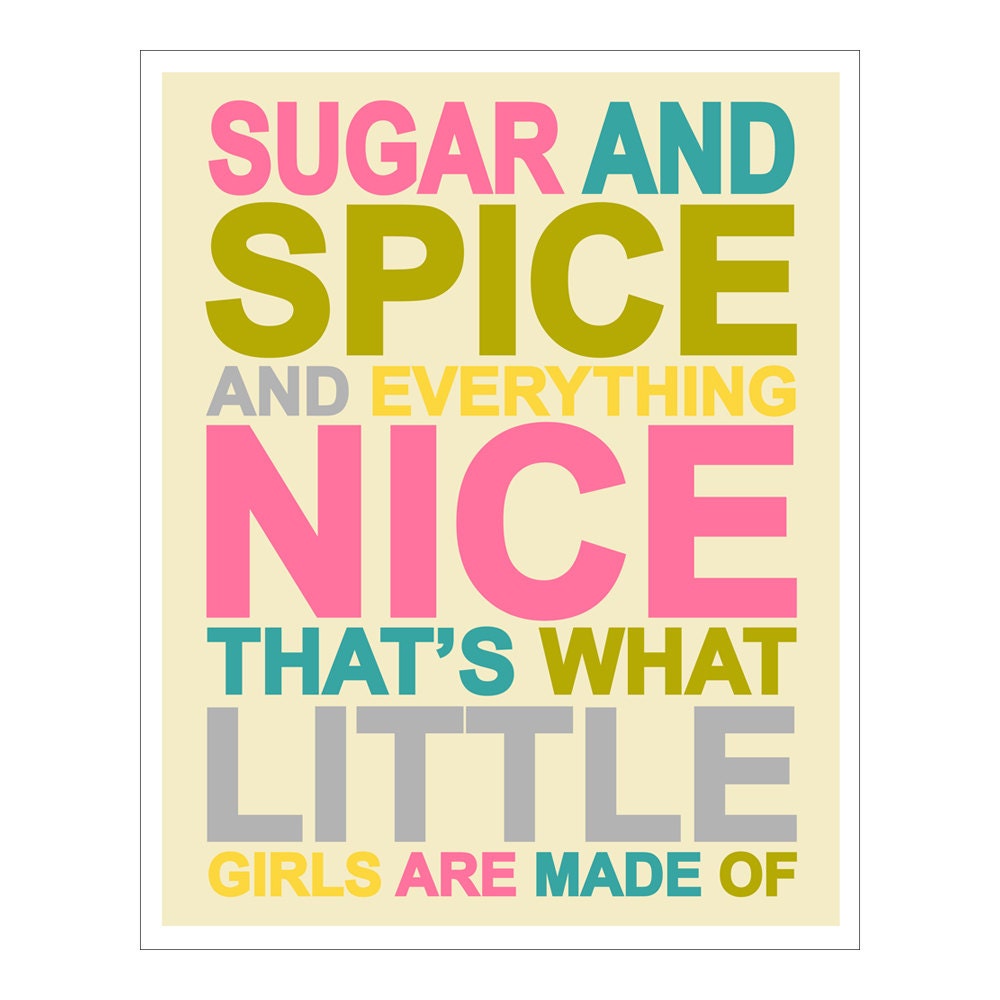 Children's Wall Art / Nursery Decor Sugar and Spice and Everything Nice... 8x10 inch print by Finny and Zook