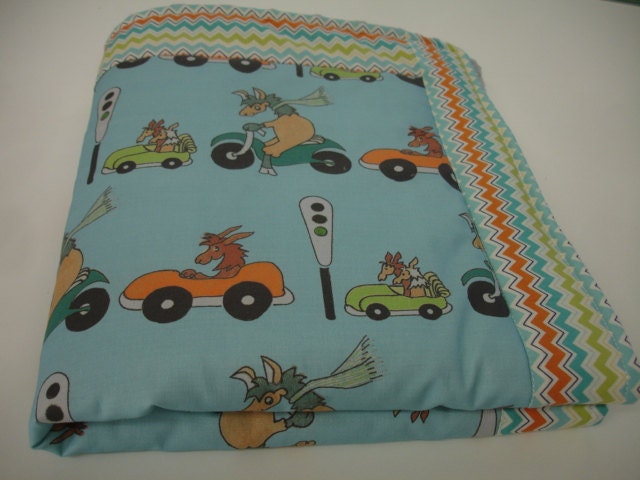 Go Llamas Go in Blue Minky Baby Blanket 32 x 32 MADE TO ORDER