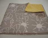 Elephants You Are My Sunshine in Grey Summer Baby Minky Blanket 34 X 35 READY TO SHIP On Sale