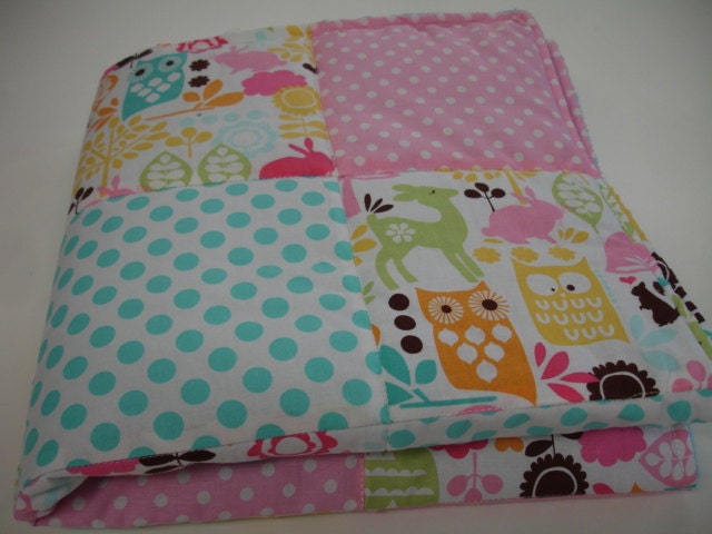 Forest Life Watermelon Minky Baby Blanket 25 x 38 READY TO SHIP