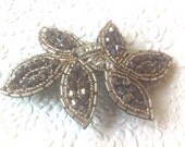 One lavender rhinestone embellished beaded leafy barrette ponytail holder - gatsby twenties inspired hair accessory all hair types