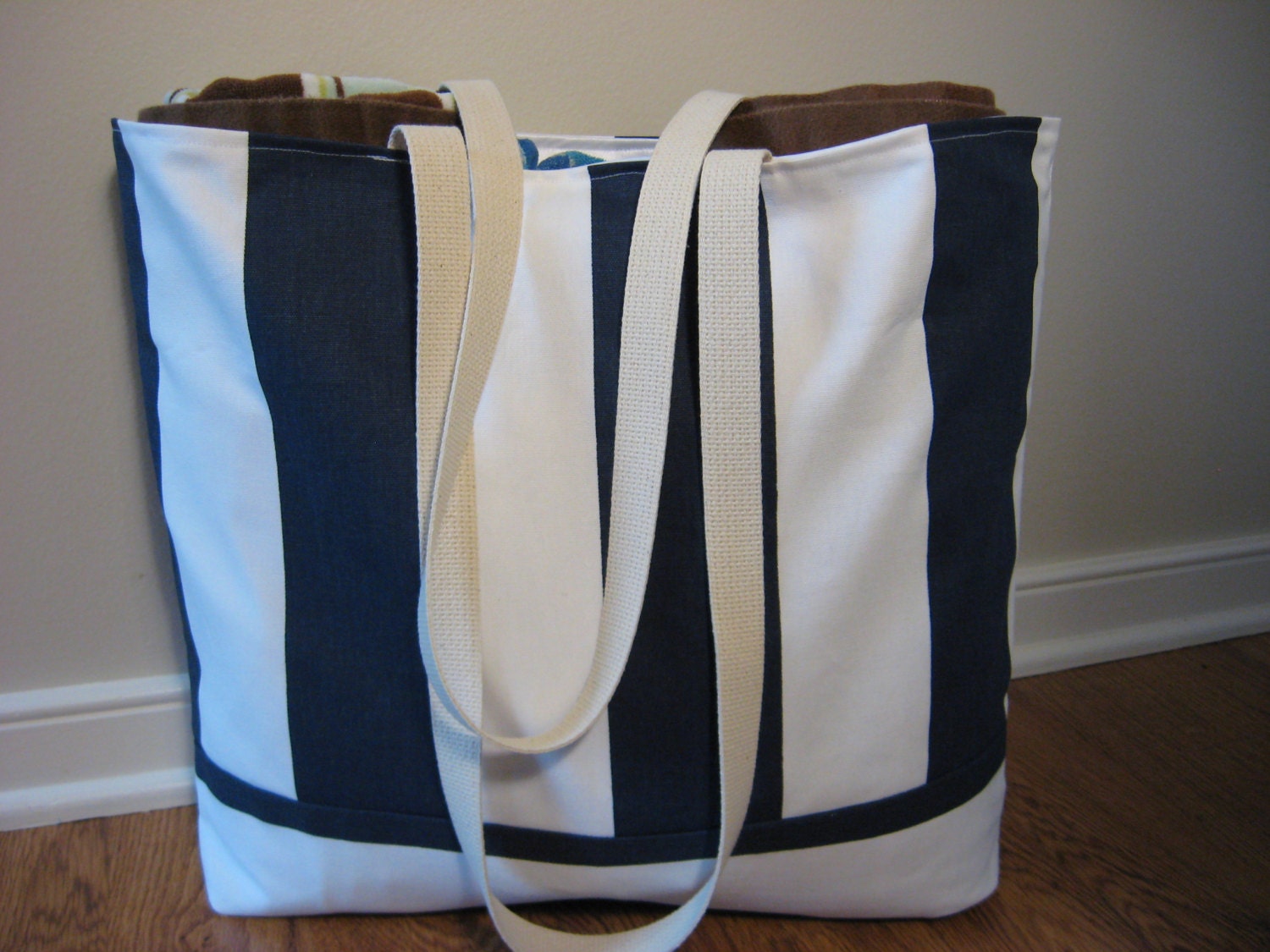 Large Tote, Nautical Beach Bag, nautical tote bag, farmers Market, waterproof