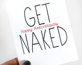 Funny Anniversary Card. Get Naked. Black, Red, White.