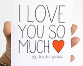 Funny Anniversary Card. I Love You So Much It's Gross. Folded Blank Handmade Greeting Card