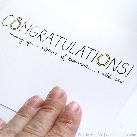 Funny Wedding Card. Wishing You a Lifetime of.... Folded Blank Card. Yellow, Black, White. Mature.