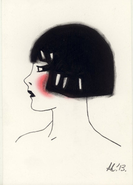 Art Deco Art - Original drawing - Art Deco Darling 5.8" X 8.3"