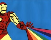 Iron Man Inspired Collage Print // Fan Art // Rainbow Collage Art Print