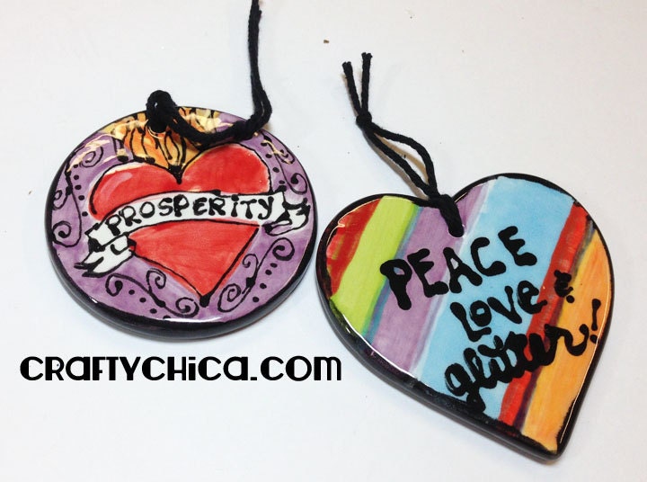 Set of 2 Affirmation Ceramic Ornaments