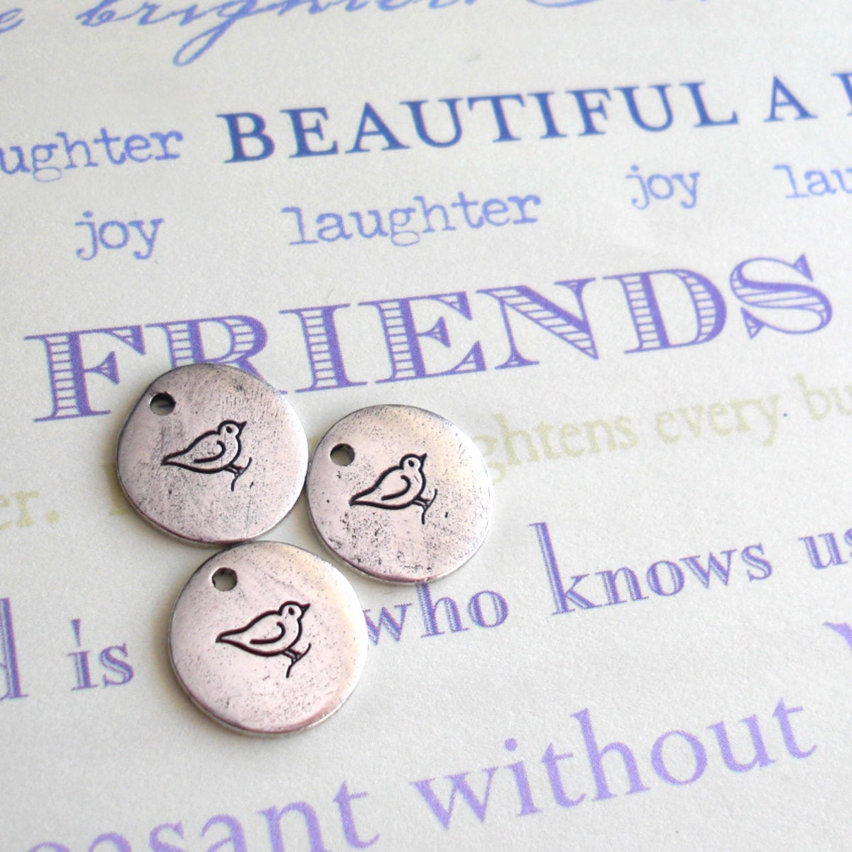 Best Friend Chicks .. Mini Charm silver, copper or gold..1/2" tag.. Perfect for gifts.. fun friends party favor celebrate